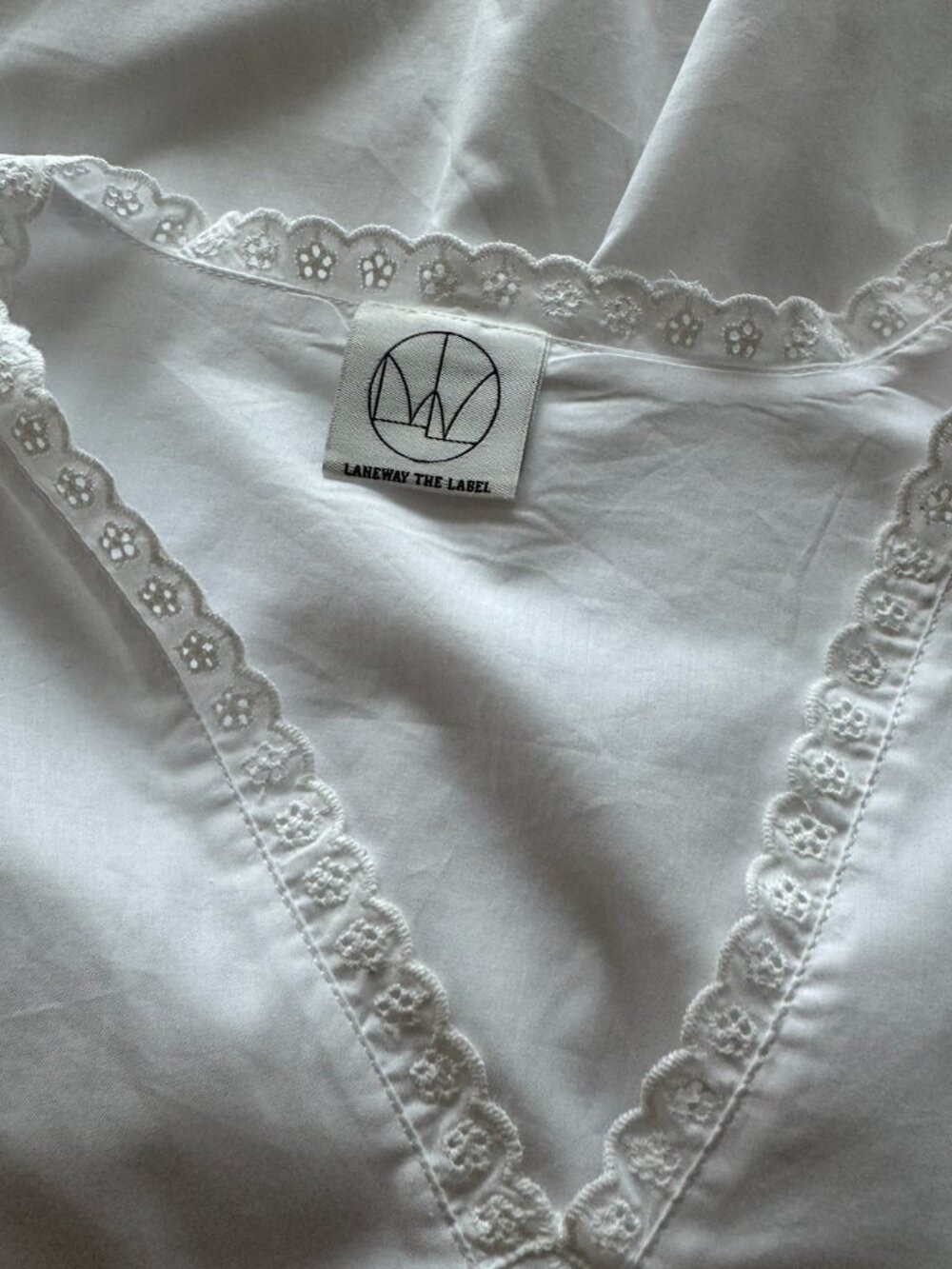 Laneway the label vintage cotton gown in white cotton midi dress with lace detai - Picture 5 of 6